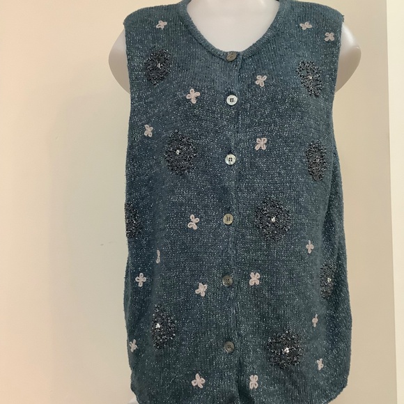 Silk knit Vest Cardigan XL - Picture 2 of 11